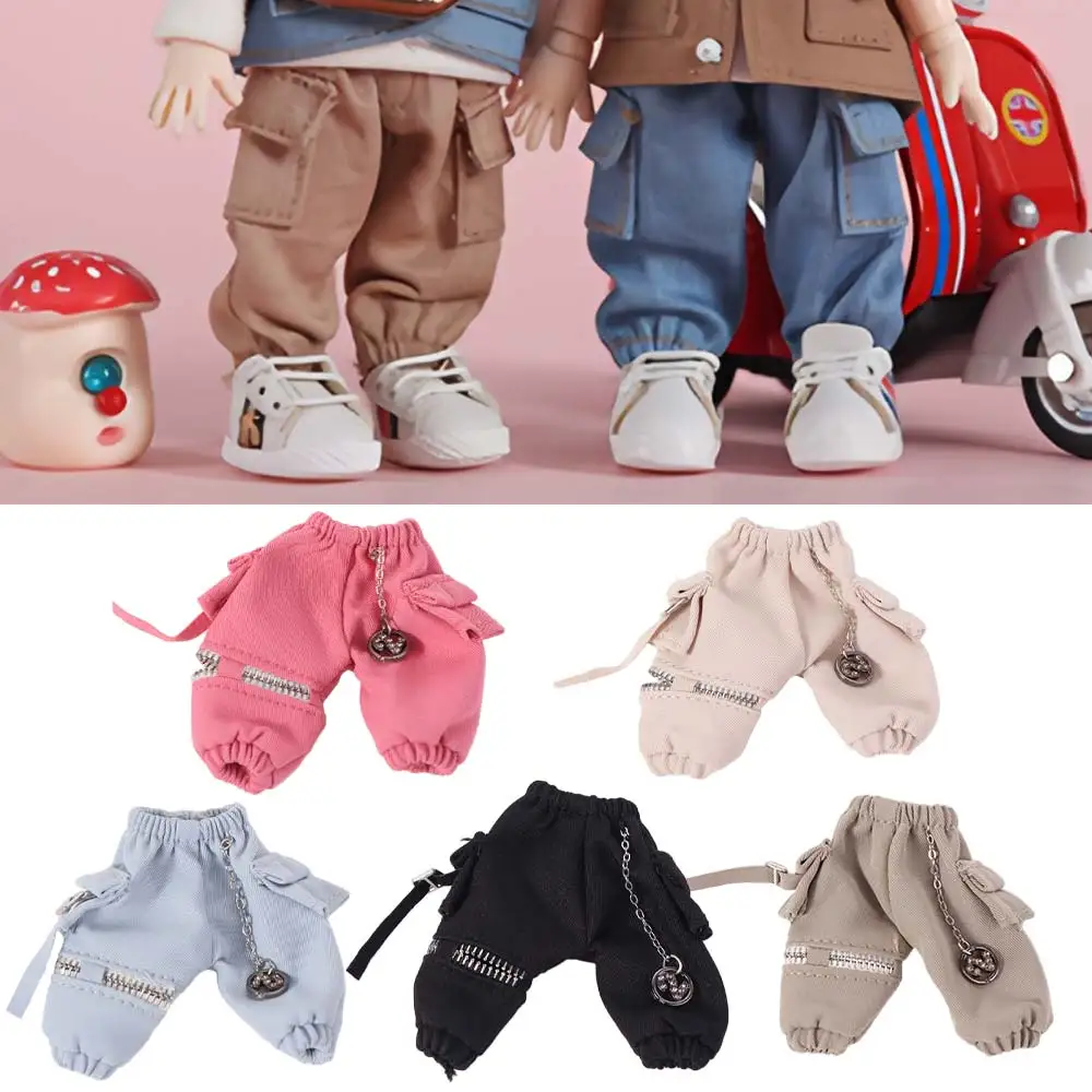 

Fashion With Pockets OB11 Trousers Chain Overalls Daily Casual Doll Cargo Pants Handmade Doll Outfit Obitsu 11 Clothes DIY