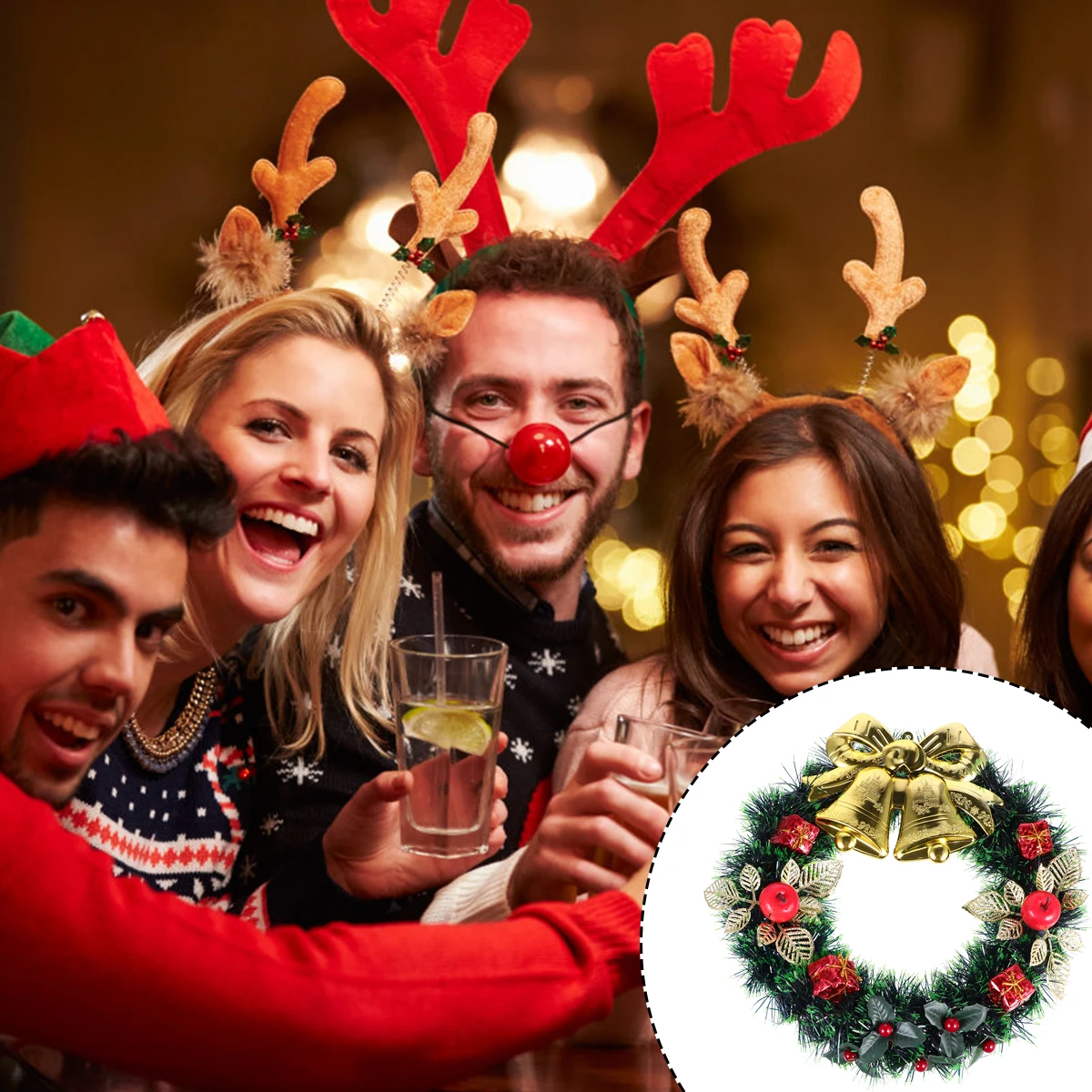 

1Pcs Elegant Christmas Wreath for Door Or Wall Modern Xmas Decorations Home Party Holiday Display Seasonal Hanging Ornament