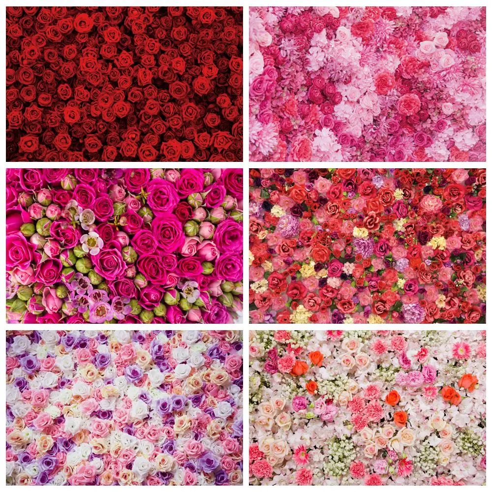 Rose Flower Floral Backdrop Wedding Bridal Shower Birthday Party Portrait Photography Background Wall Decor Photo Studio Props