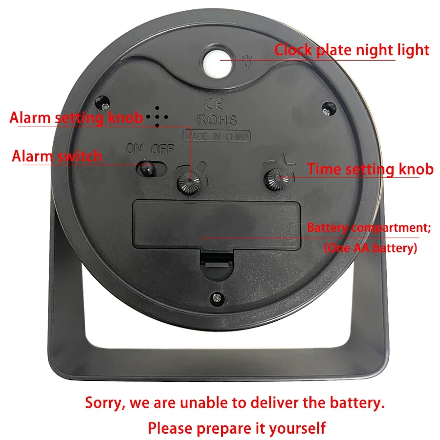 1 PC 4-Inch European Style Light Luxury Metal Alarm Clock, 180 Degree Rotating Table Clock, Vintage Desktop Ornament Clock
