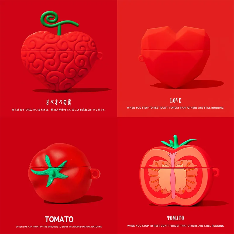 Red Solid Color Earphone Case For AirPods Pro 2 Pro 3 Soft Silicone Shockproof Headphone Cover Cute Red Earbuds Protective Shell