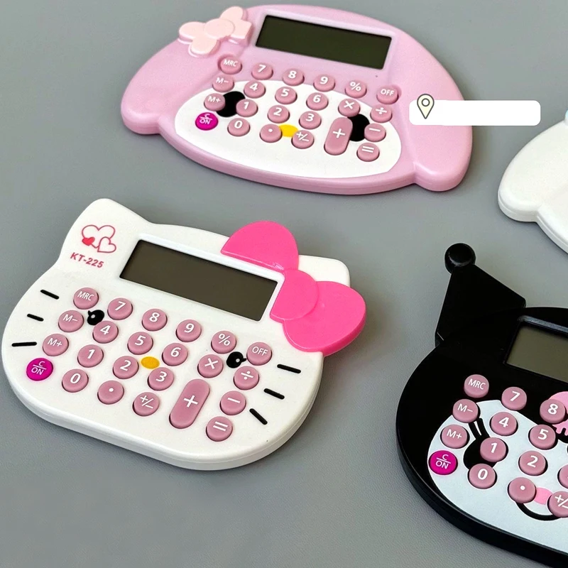 Kawaii Pink 3D Hello Kitty Calculator Harajuku Japanese Charm Kuromi Mini Computer Desktop Ornament Decoration Birthday Gift