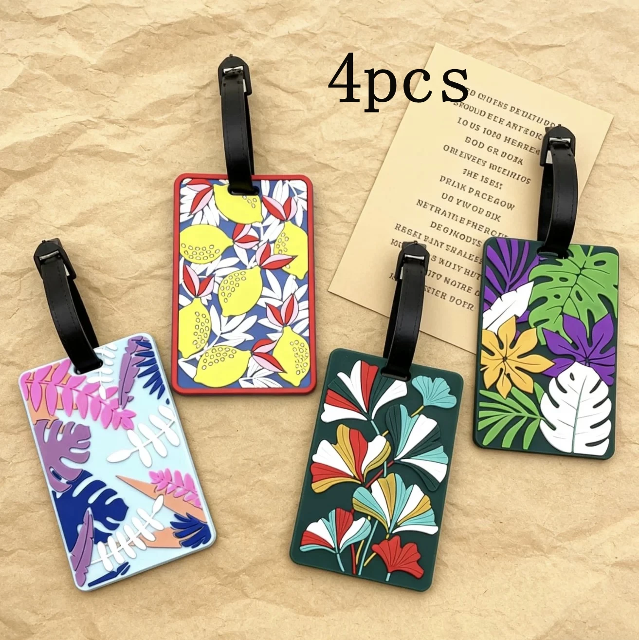 1/2/4 pçs planta tropical silicone etiqueta de bagagem criativo folha de limão bagagem de viagem nome etiqueta cartão anti-perdido identificador de mala