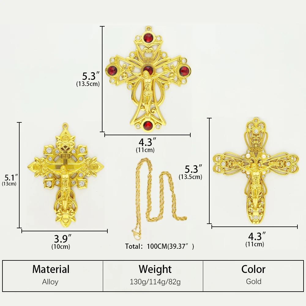 HTISOK Orthodoxes Kreuz-Halskette Gebets-Jesus-Kruzifix Brustkreuz Anhänger aus Legierung Kreuzkette Religiöse Geschenke крест кулон – Detail 3