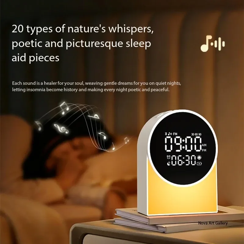 5 في 1 الأبيض الضوضاء سمّاعات بلوتوث مع ساعة تنبيه RGB ضوء الظهر المتكلم راديو FM عرض الوقت صندوق الصوت المحمول هدية #2