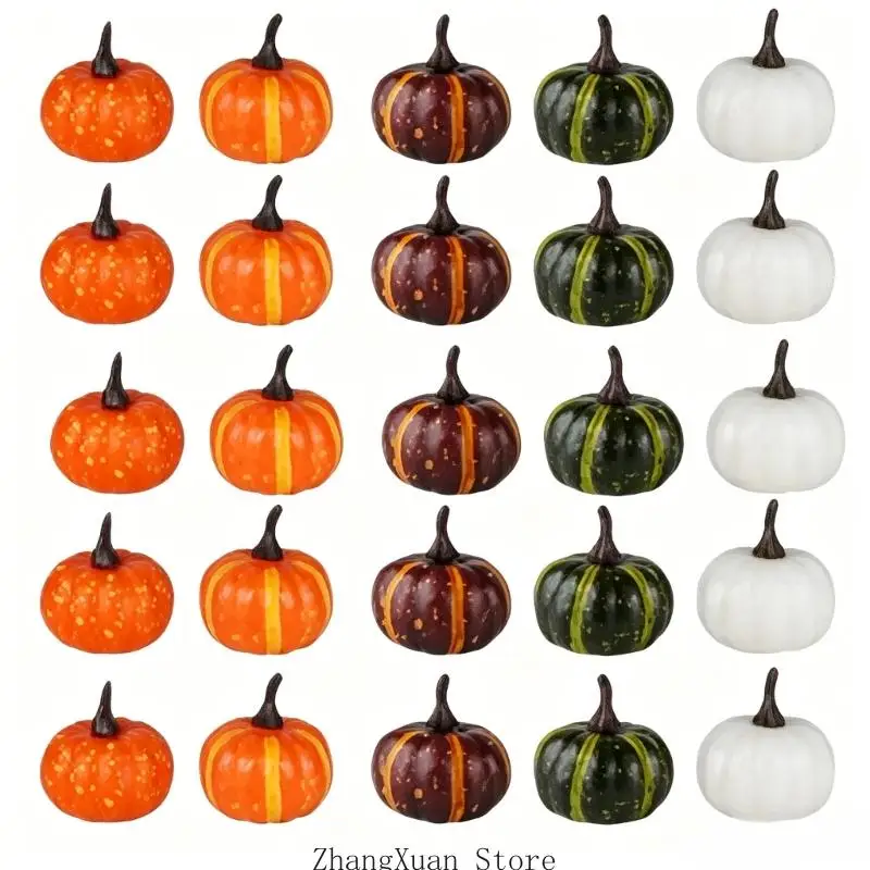 Harvest Home Styling-Set mit künstlichen Kürbissen, gemischter Herbstauswahl und Tannenzapfen für saisonale Präsentation und – Detail 8