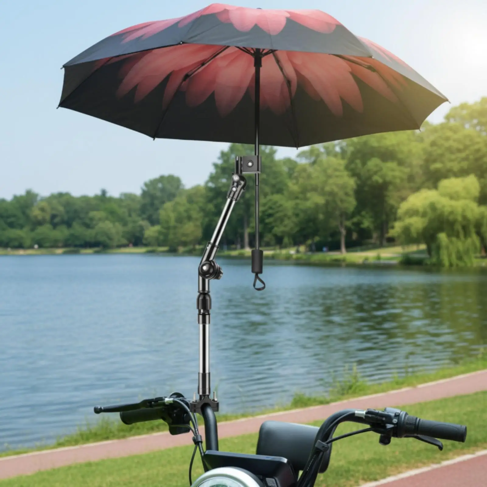 Adjustable Umbrella Support Bracket for Bike Pushchair Scooter Detachable Telescopic Holder Rain Sun Shade Mount Accessory