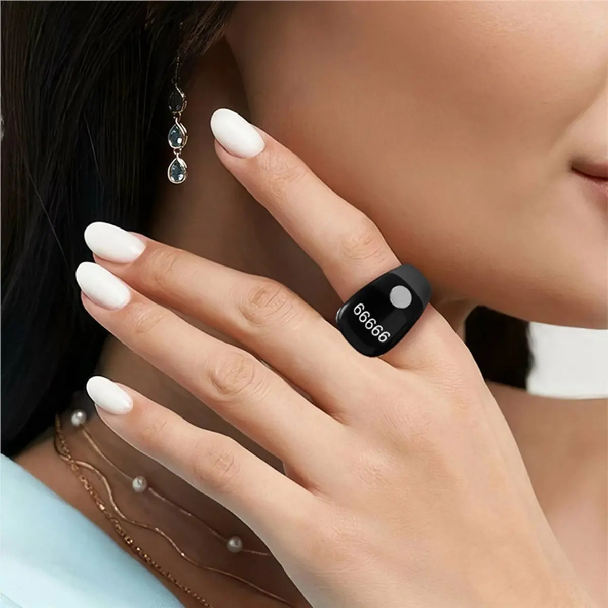 AB52 Digital Finger Counter Intelligent APP Counting Type-C Rechargeable Smart Ring BLE Electronic Counter Black