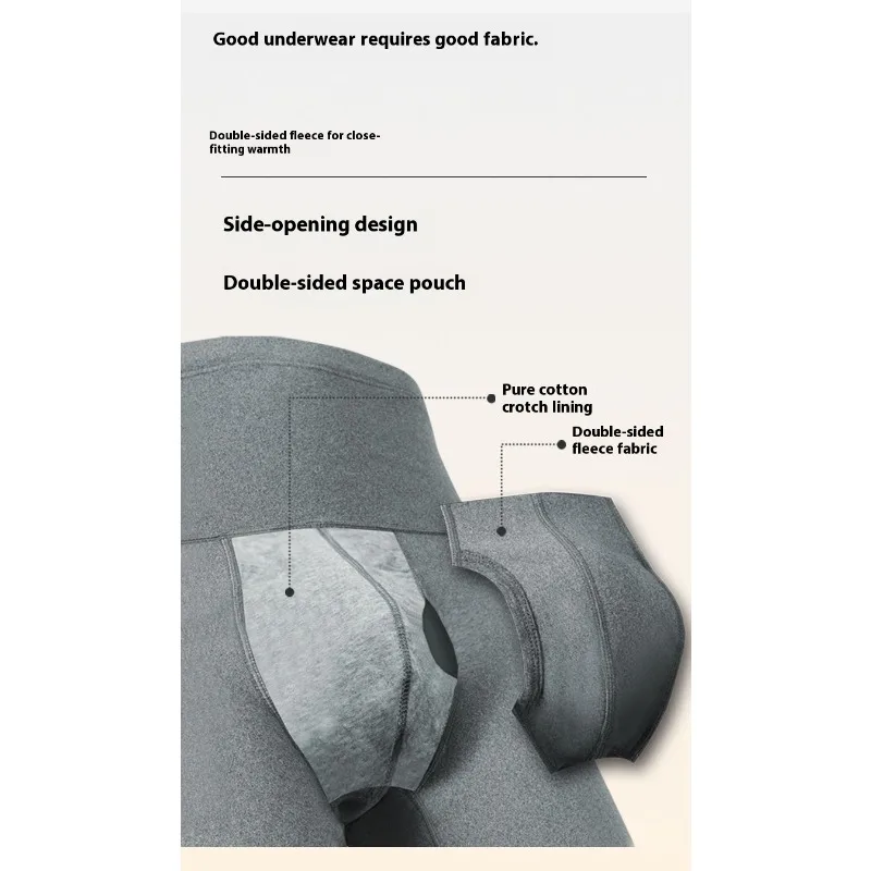 ملابس اخلية حرارية للرجال شتوية مبطنة بالصوف سراويل داخلية دافئة مقاس كبير سراويل حرارية عالية الخصر ملابس داخلية مريحة للطقس البارد #4