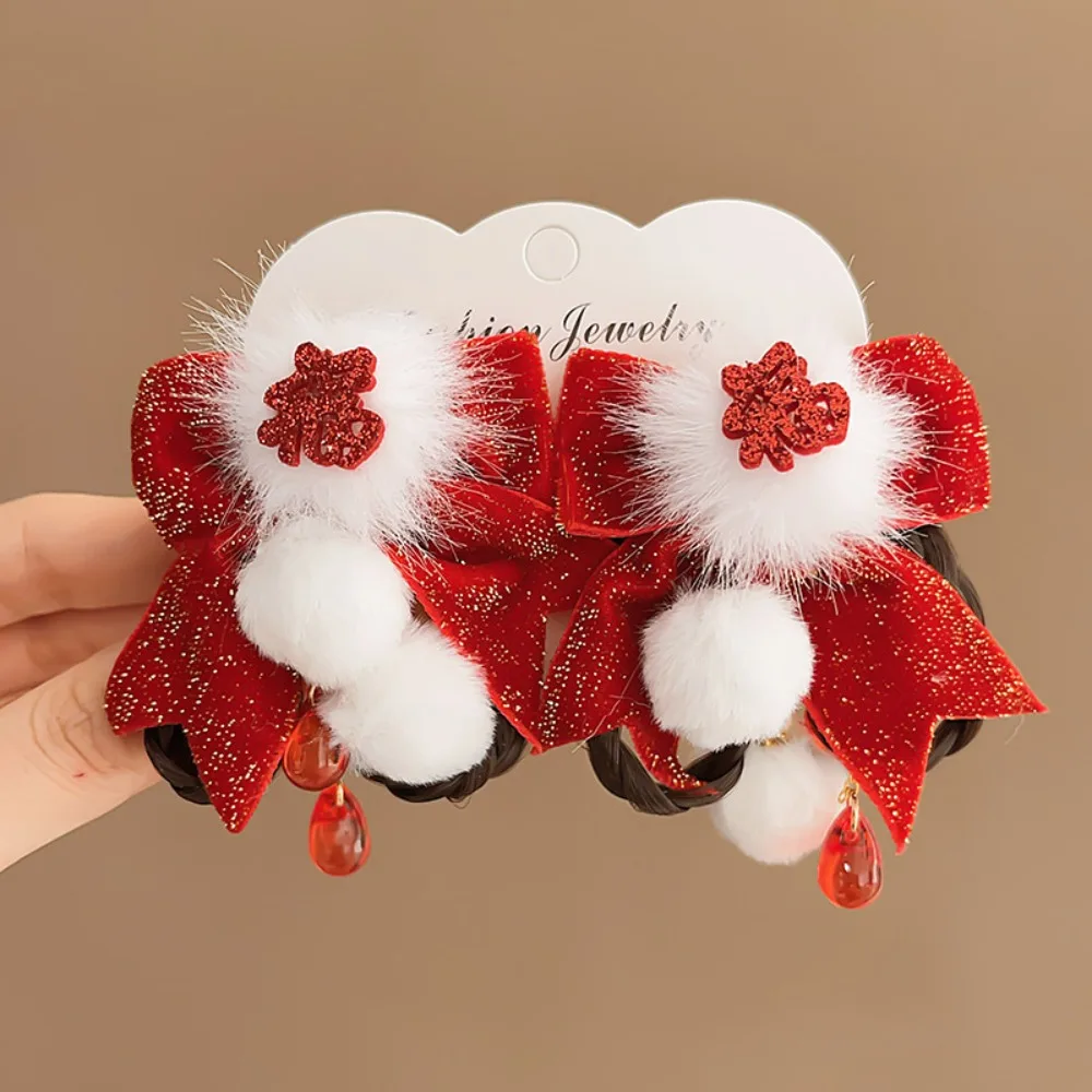 

Red Children Bow Wig Hairpin Flower Tassels Hanfu Hair Sticks Baby Headwear Girl Hair Accessories Ancient Style Hairpin Baby