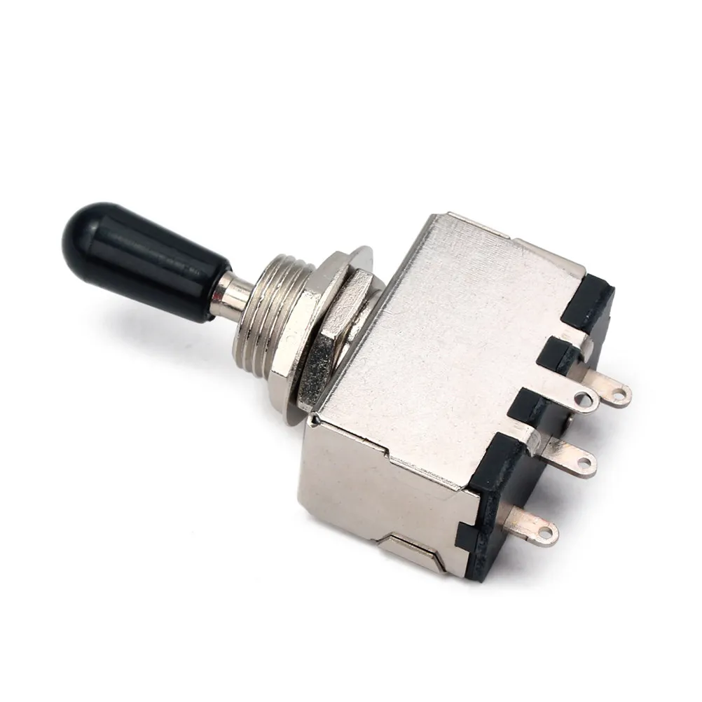 3-Way Sealed Toggle Switch for Guitar Pickup Selector – Chrome/Black, 4.8x2.9x1.5cm, DIY Replacement