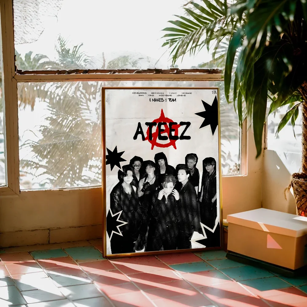 ATEEZ KPOP stampe e poster di buona qualità adesivo di carta impermeabile Coffee House Bar poster adesivi murali