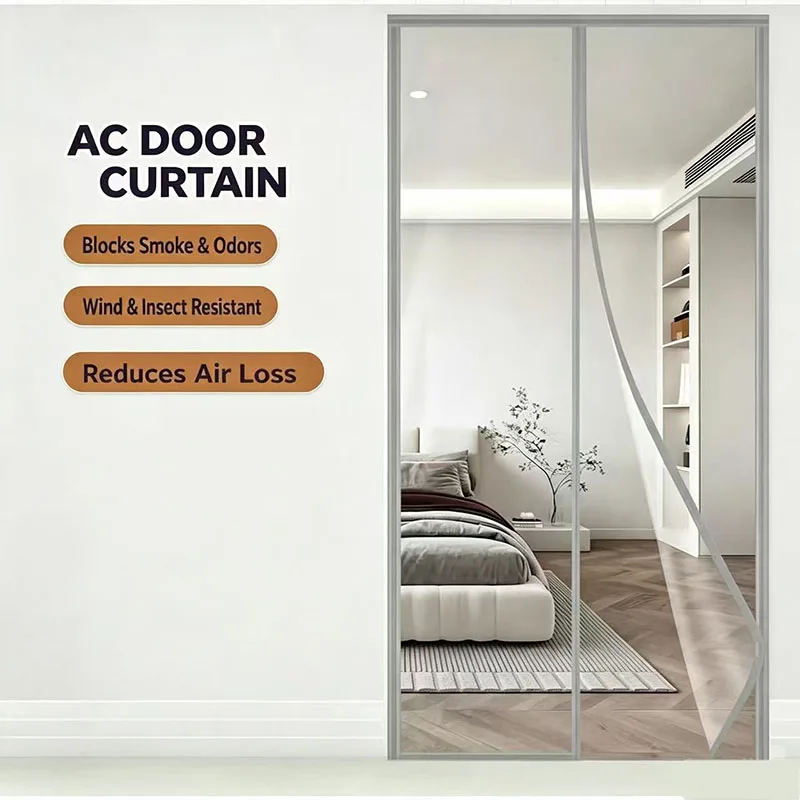 Magnetic AC Partition Door Curtain, Keeps Cool Summer, Blocks Cold Air Winter, Dust‑proof, Easy Setup for Bedroom Kitchen Home