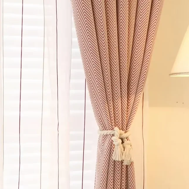 High Weight Chenille Herringbone Fabric Customized Modern Light Luxury Top Sunshade Curtains for Living Dining Room Bedroom Door