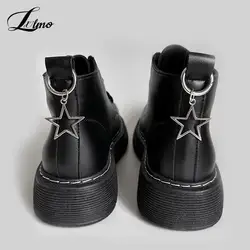 Metal Snap Hook Sapatos com Coração Pingente, Martin Botas Decoração, Oco, Estrelas Grandes, Y2K, Jóias Festa, Acessórios, 1Pc