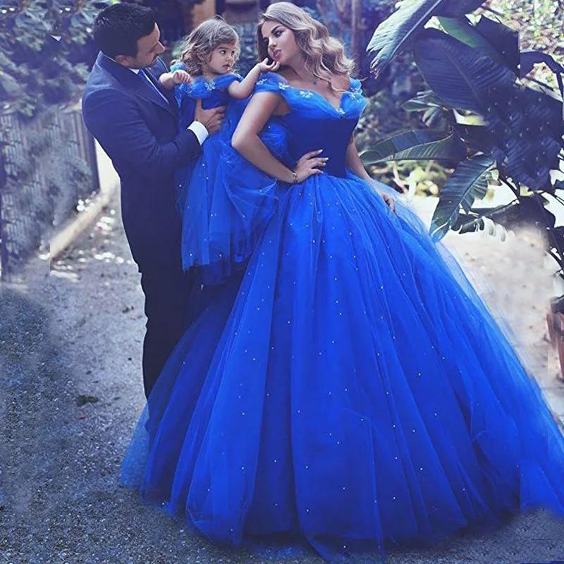 Royal Blue Flower Girl Dresses For Wedding cenerentola Girls Dress Princess Children Party Ball Gown abito da prima comunione