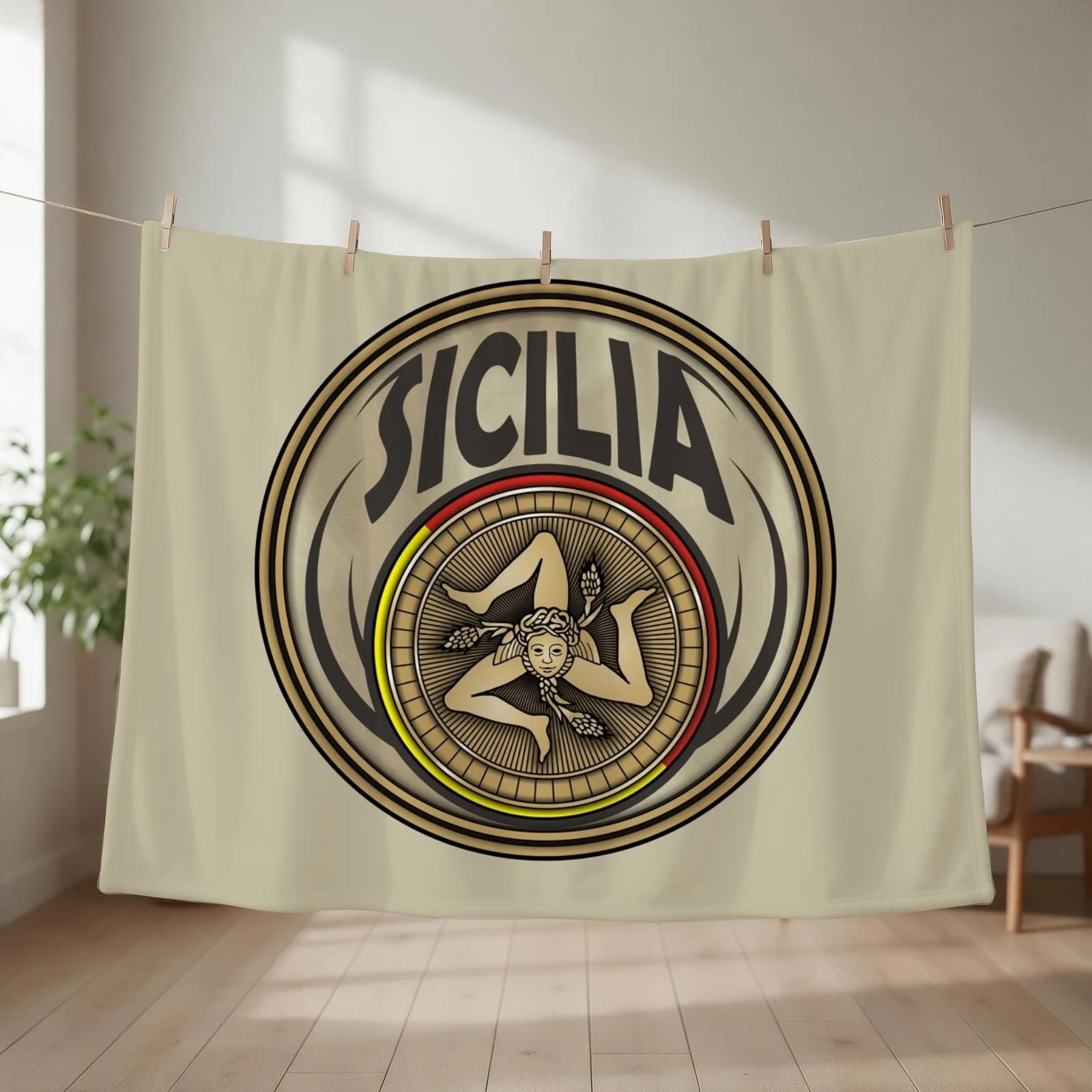 Sicilia Sicily trinacria symbol Throw Blanket couch cozy soft plush fuzzy picnic outdoor blanket
