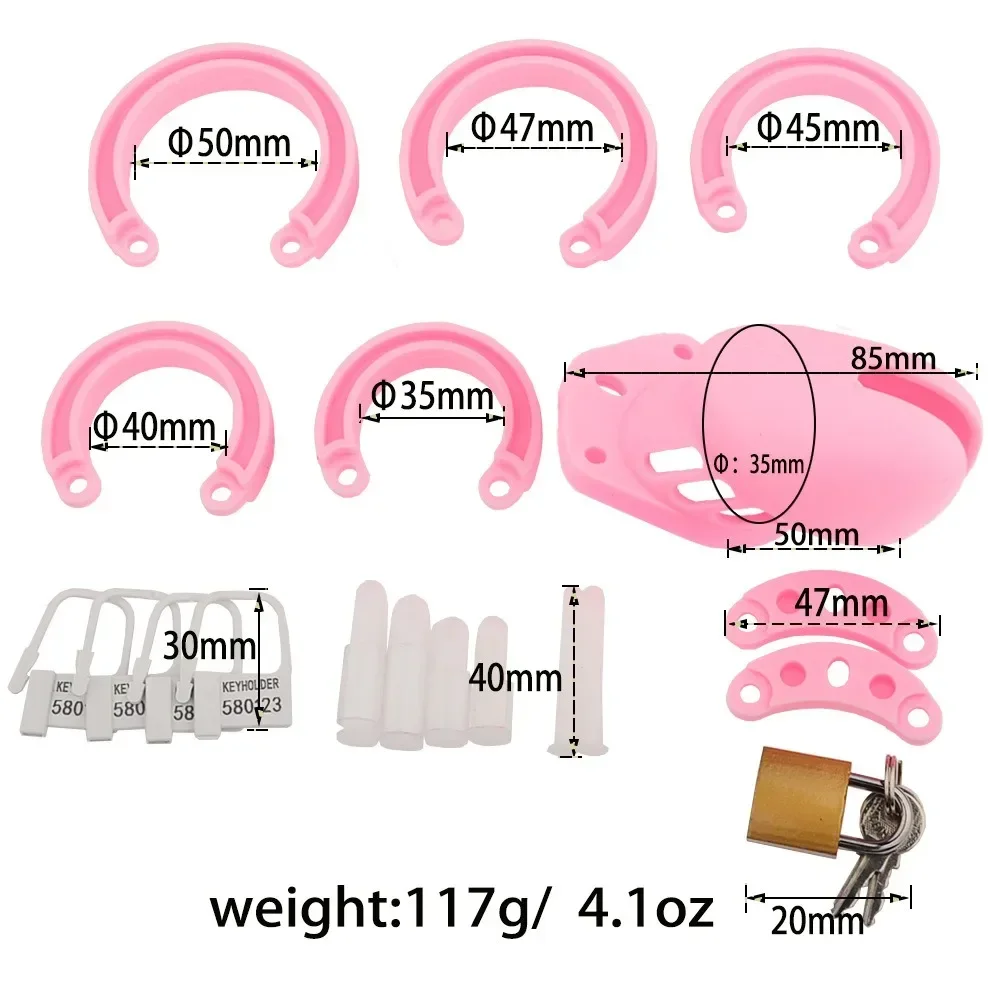 4 Colors Silicone cb6000s Short Long Male Chastity Device With 5 size Penis Ring Cock Cage Sex Toys for Men Penis Urethral Lock