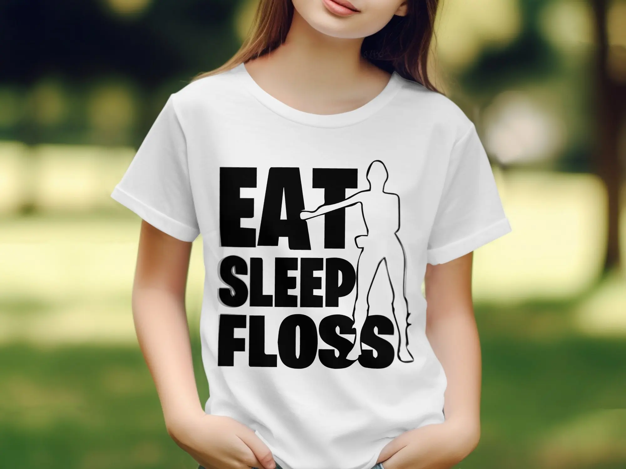 Eat Sleep Floss Gamer Character Fan Kids Novelty T Shirt Slogan