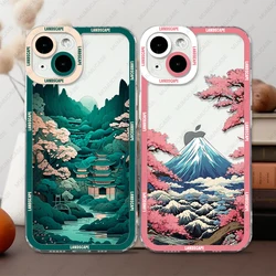 Case For iPhone 16 15 14 13 Pro Max 12 Mini 11 XS X XR SE 7 8 Plus Soft Cover Japanese Landscape
