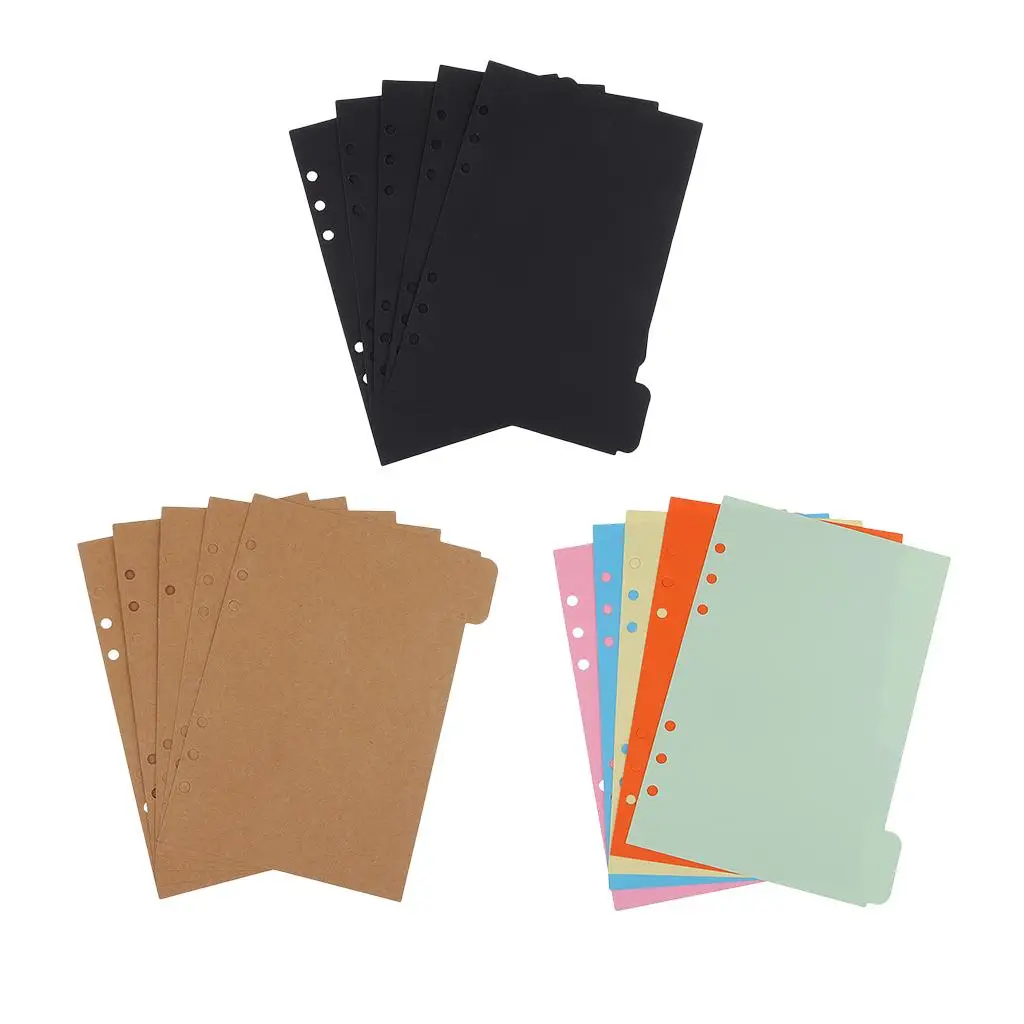 5 Piece A5 Size Kraft Tabbed Paper Planner Notebook Scrapbook Album Divider Index Page for Filing Organizer Craft Paper Stamping