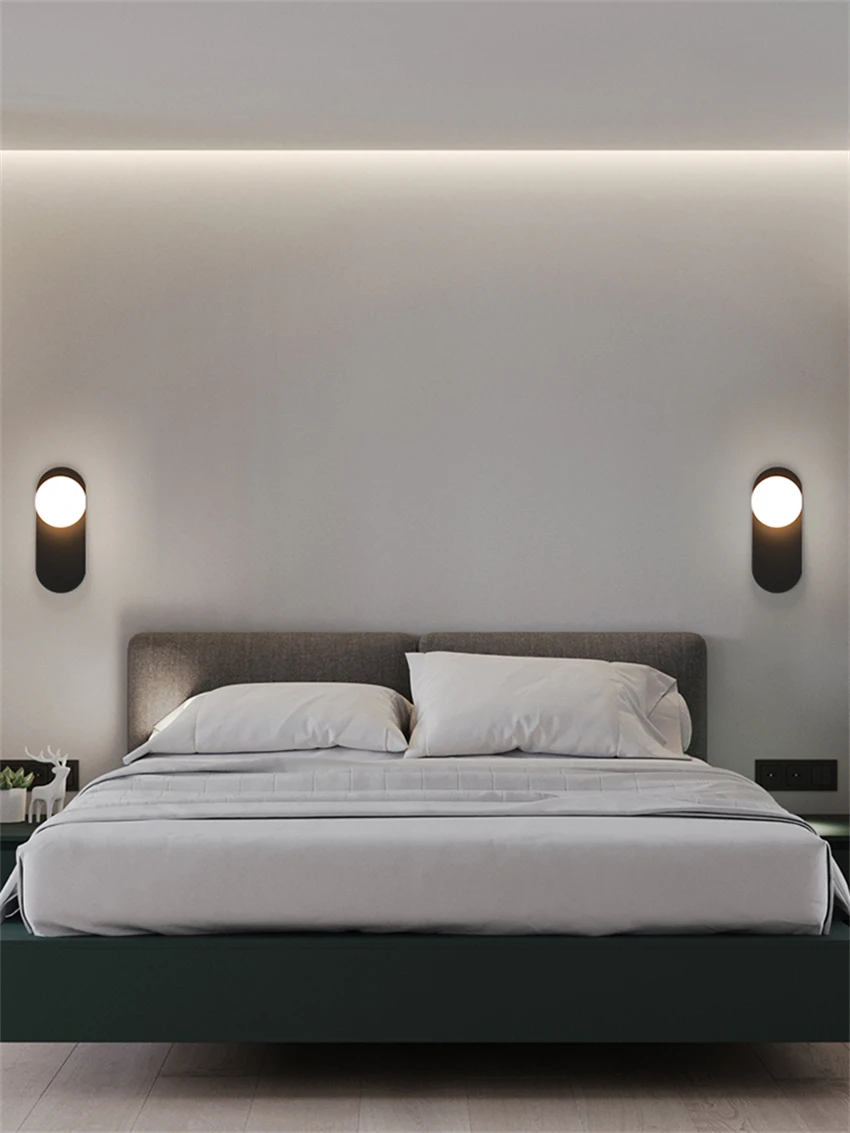 الشمال البيضاوي المعادن كرة زجاجية مصابيح الحائط غرفة نوم أباجورة غرفة المعيشة المنزل مصباح غرفة النوم مرآة كشافات ديكور الشمعدانات أضواء