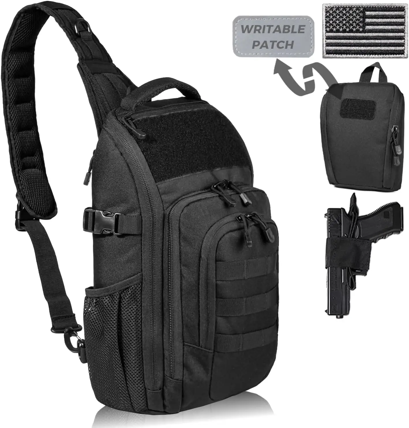 

DBTAC 10L Tactical EDC Backpack | Military Shoulder Bag with Sling for Concealed Carry, Range, Travel, Hiking (Black)