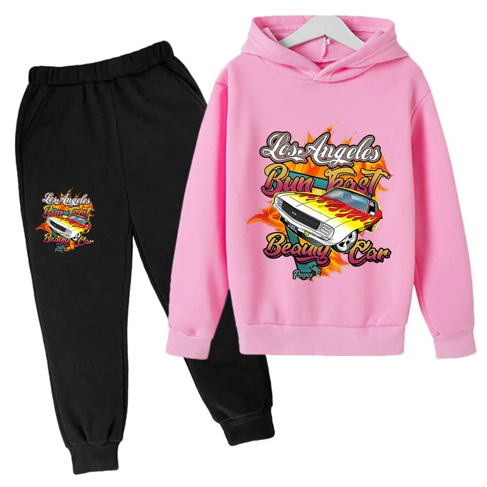 4-14 years old children's latest hoodie set Children's cotton autumn spring long-sleeved sweatshirt and pants 2 sets of clothing