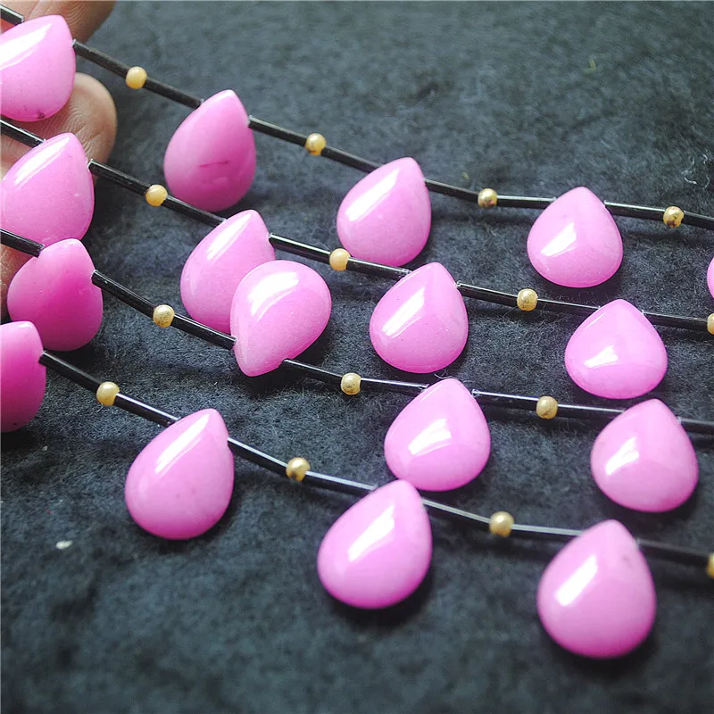 

16PCS Hot Pink Jade Stone And White COLOR Teardrops 13X18MM For Women Necklace Designs Beads Good Quality Top Sellings