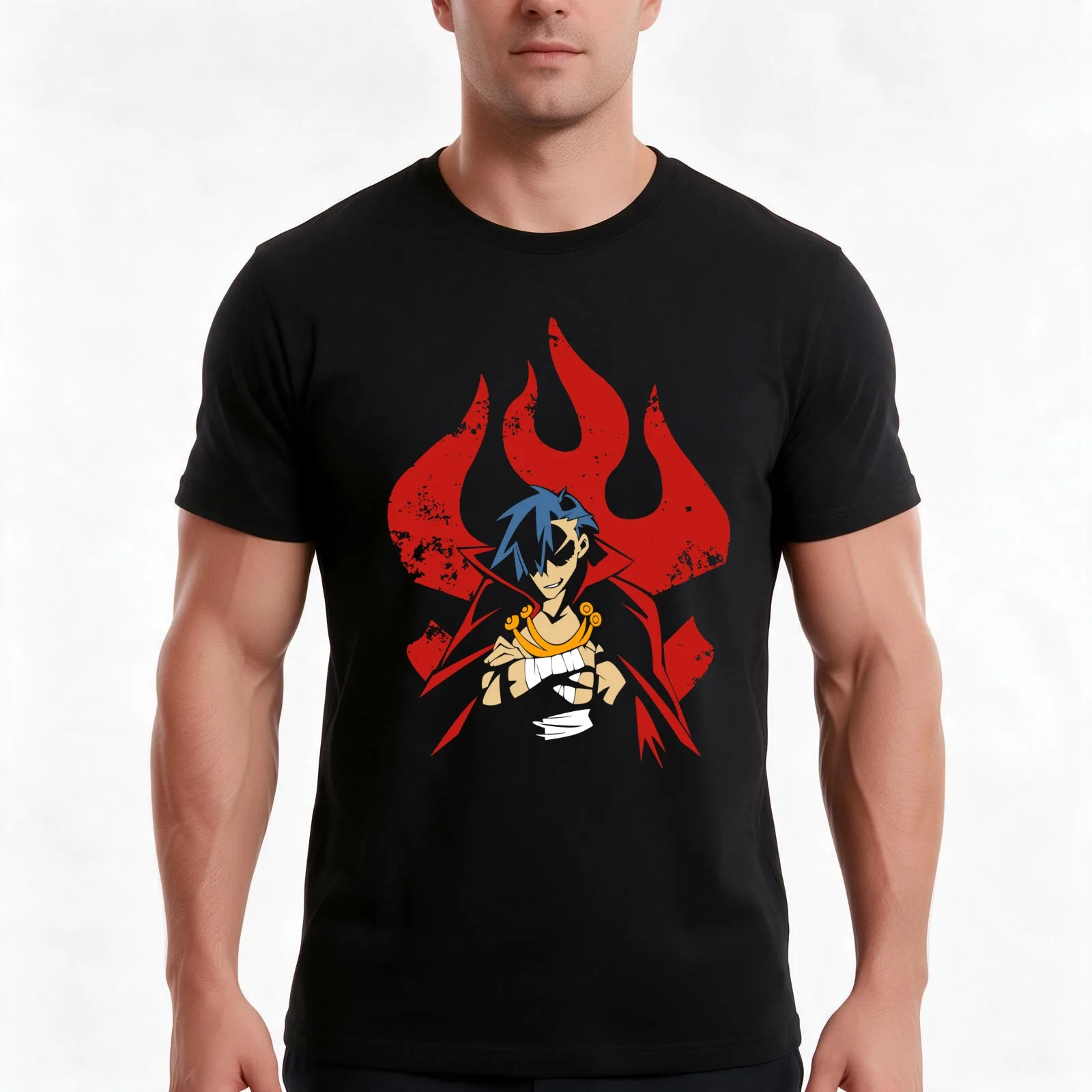 Kamina T-Shirt, Summer Casual Cotton Tee, Oversized Streetwear Tops, Vintage Graphic Print, Loose Fit Short Sleeve, 100% Cotton