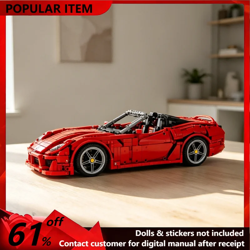 2717PCS MOC Red Open‑top Sports Car High Detail Technical Race Vehicle Model Building Blocks DIY Assembly Gift Adults Collection