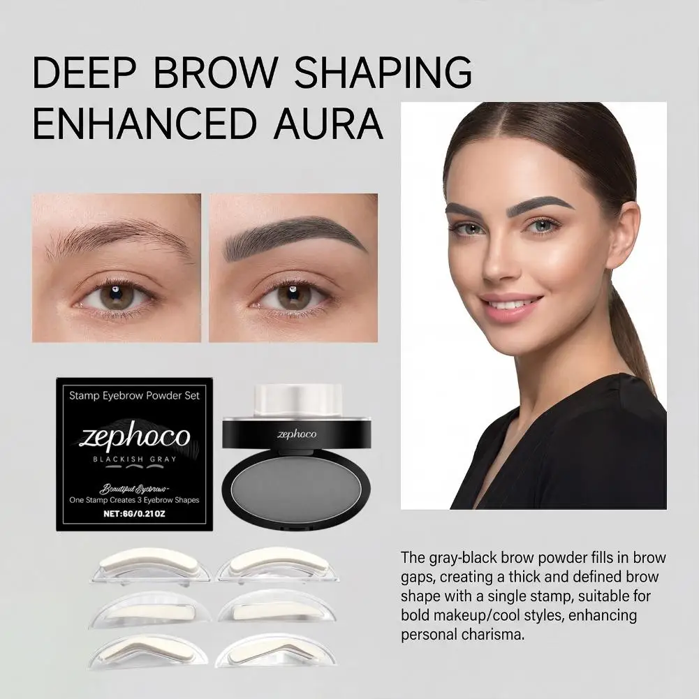 Waterproof Eyebrow Stamp Powder Set Reusable Brow Template Stencils Quick Natural Eyebrow Shaping Cosmetic Makeup