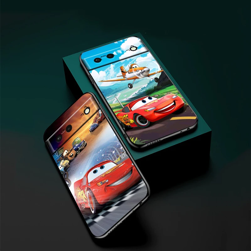 Disney Cars Total Mobilization For Google Pixel 9 8 7A 7 6A 6 5A 5 4 4A XL 5G Black Silicon Shockproof Shell Cover Phone Case