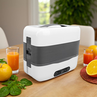 Electric Lunch Box Food Heater Double Layer 4 Stainless Steel Bowls Portable Lunch Warmer Heated Lunch Box 24 Hour Reservation