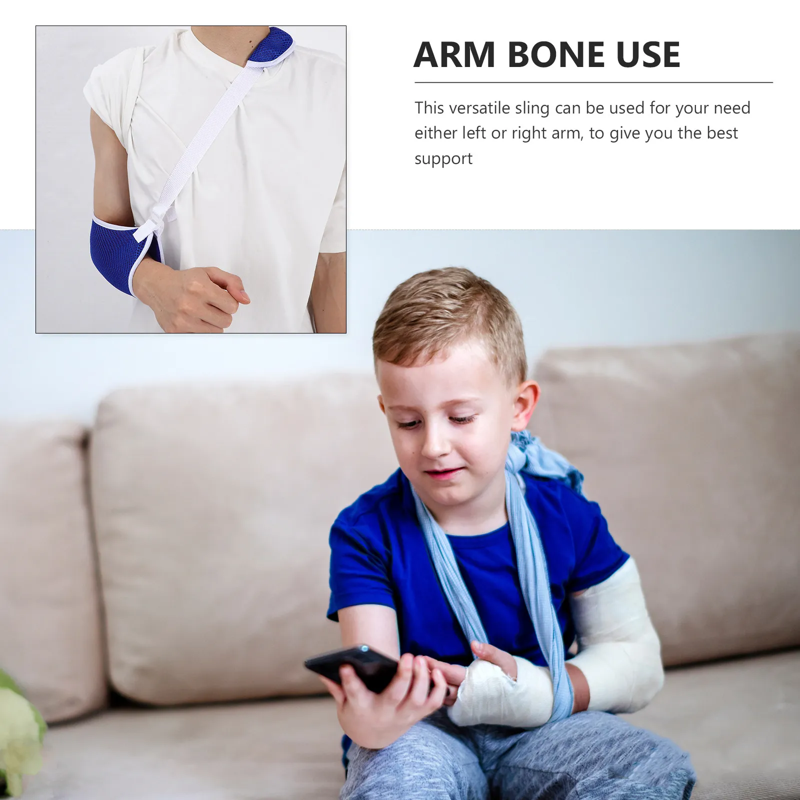 Arm Sling Forearm Support Brace Breathable Waterproof Adjustable Buckle Strap for Broken Fractured Arm Size L