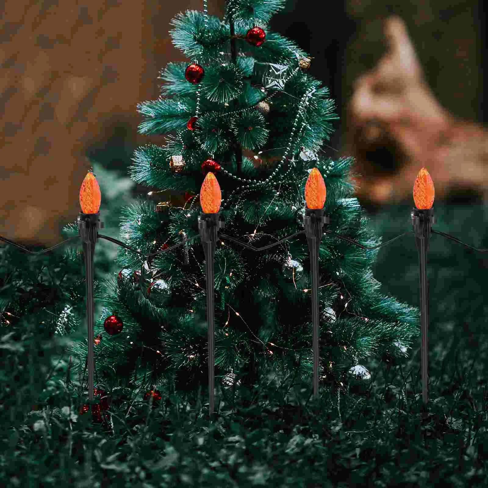 30pcs Green Christmas Stake Posts Decorative Ground Stake for Courtyard Lawn Garden Outdoor Holiday Lighting Plastic