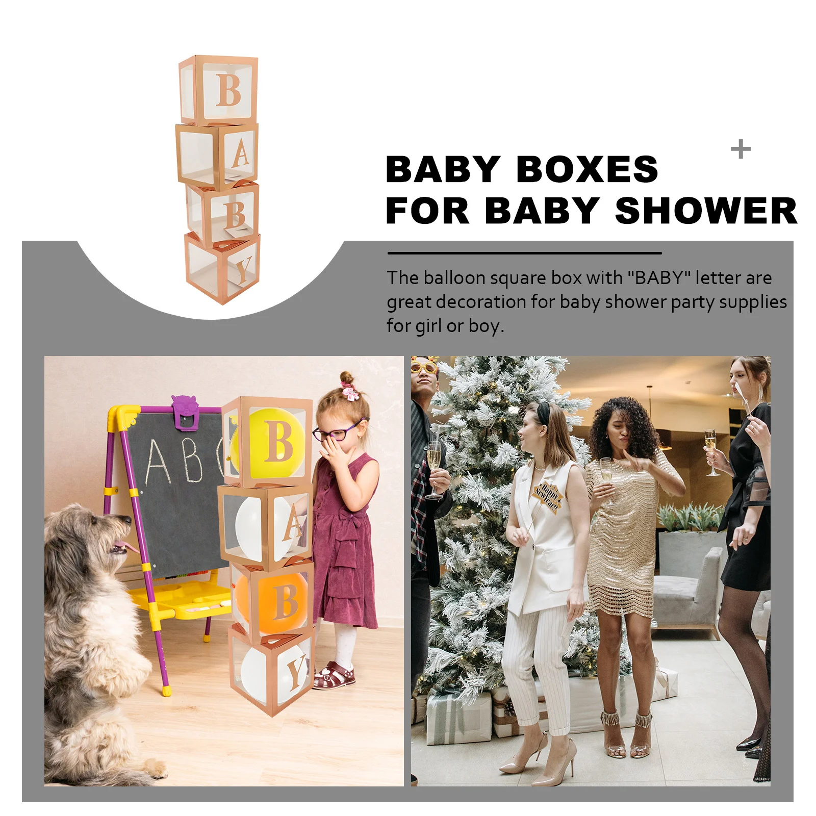 

1Set Baby Balloon Boxes Square Paper Box Easy Install Baby Shower Decorations Balloons Box for Party Balloon Boxes