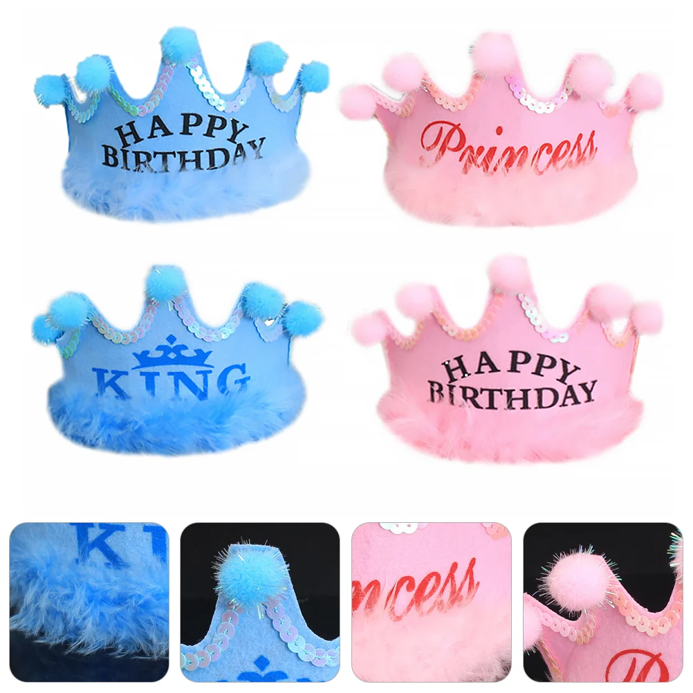 

Crowns for Kids Birthday Party Hat Hats Decorative Independence Headband Pvc Accessories Child Pink