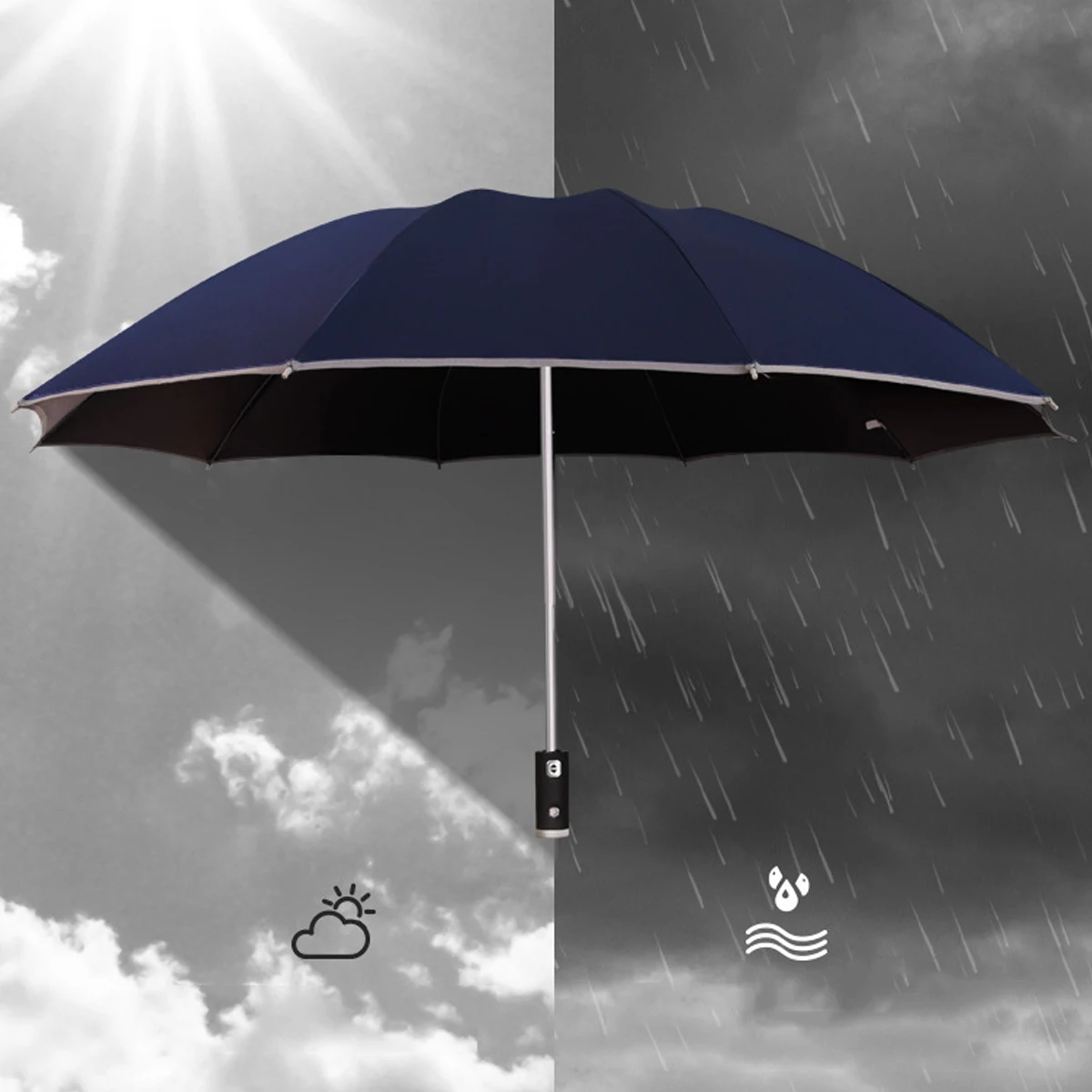 Umbrella Customized Logo Fully Automatic Umbrella Black Adhesive Sun Protection and UV Protection Business Gift Box ﻿