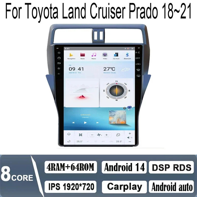 

16-дюймовый Android-плеер для TOYOTA Land Cruiser Prado 150 2018-2023, автомобильное радио, мультимедийный экран, GPS-навигация, головное устройство