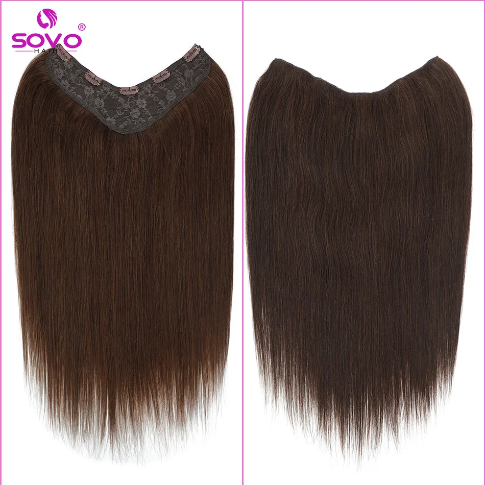 V-Shape Clip In Hair Extensions 100% Human Hair One Piece With 5 Clips 100g Clip On Extensions Natural Hair Full Head Salon