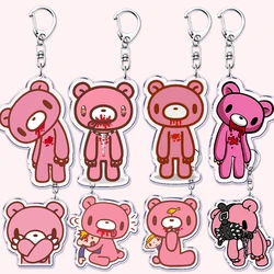 Popular Cute Angry Pink Bear Keychain for Accessories Bag Adorable Animal Key Chain Keyring Jewelry Fans Friends Birthday Gifts