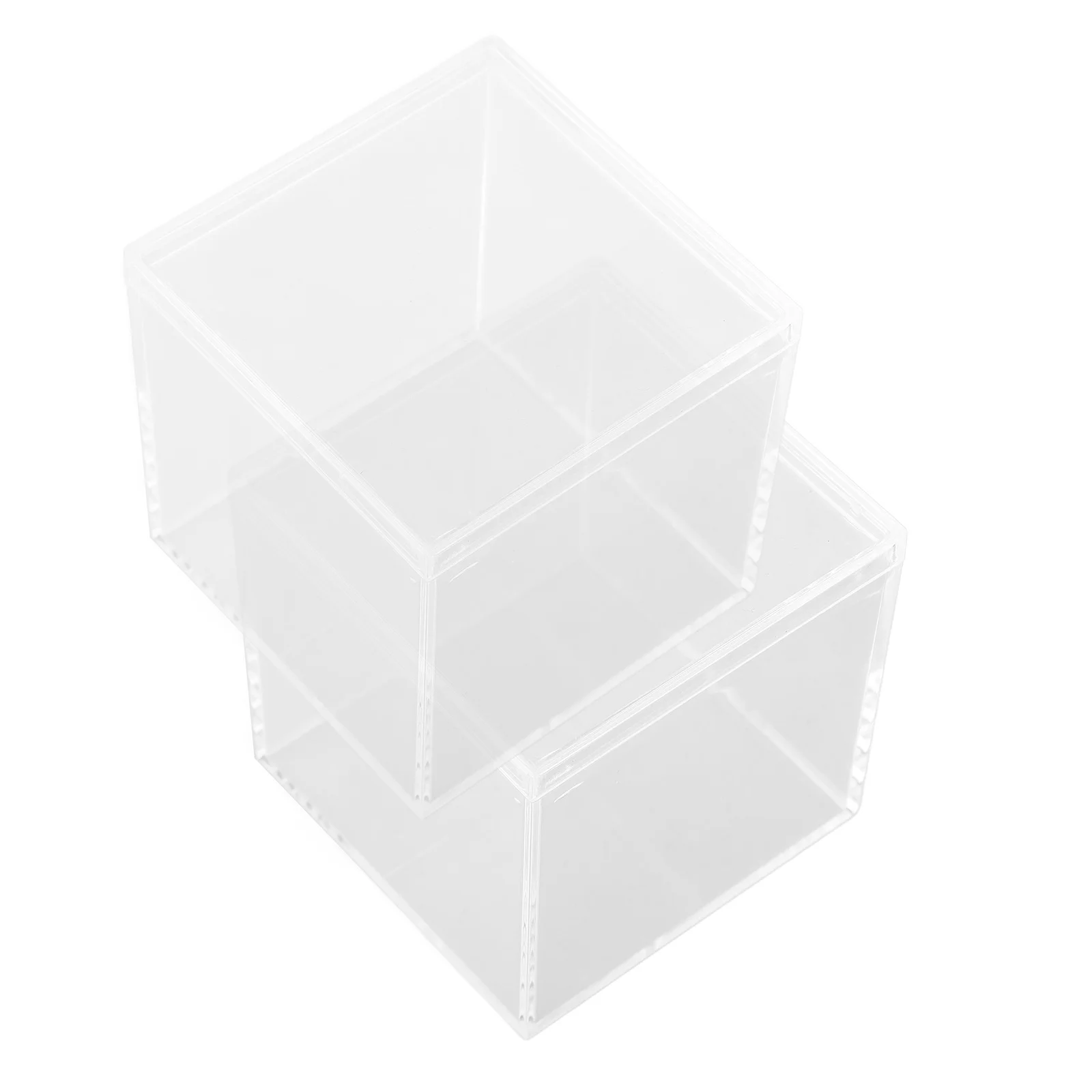 2 Pcs Cube Display Box Small Square Storage Organizer Puzzle Holder Acrylic Boxes with Lids Case