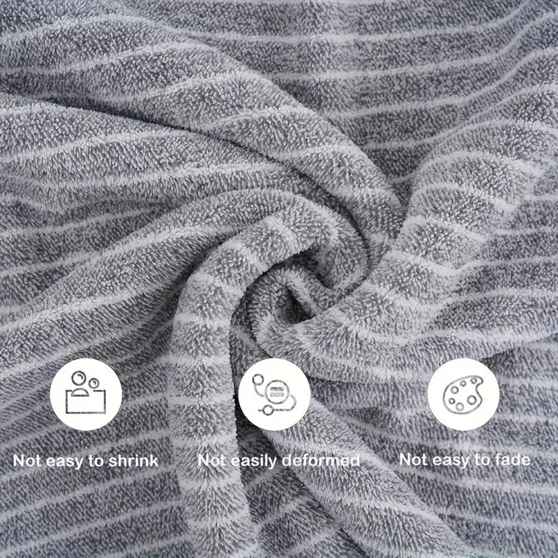 78.7*41in Plus Size Oversized Bath Towel Coral Fleece Soft Absorbent Quick Dry Striped Non Shedding Durable Bathroom Beach Towel