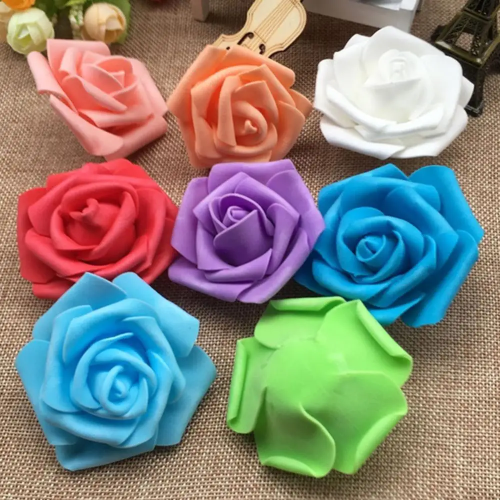 25/50/100Pcs 7-8cm Diameter Artificial PE Foam Rose Flowers Head Bear Of Roses DIY Craft Christmas Gifts Wedding Home Room Decor