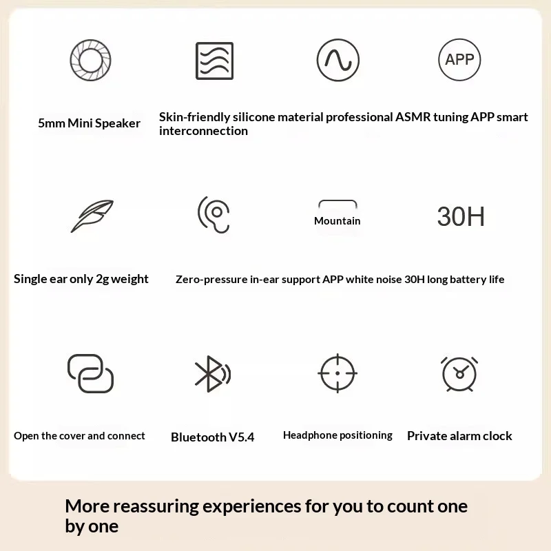 Écouteurs Bluetooth iKF Moon Pro [léger seulement 2g] Bluetooth 5.4 casque Bluetooth de sommeil sans fil réglé ASMR professionnel