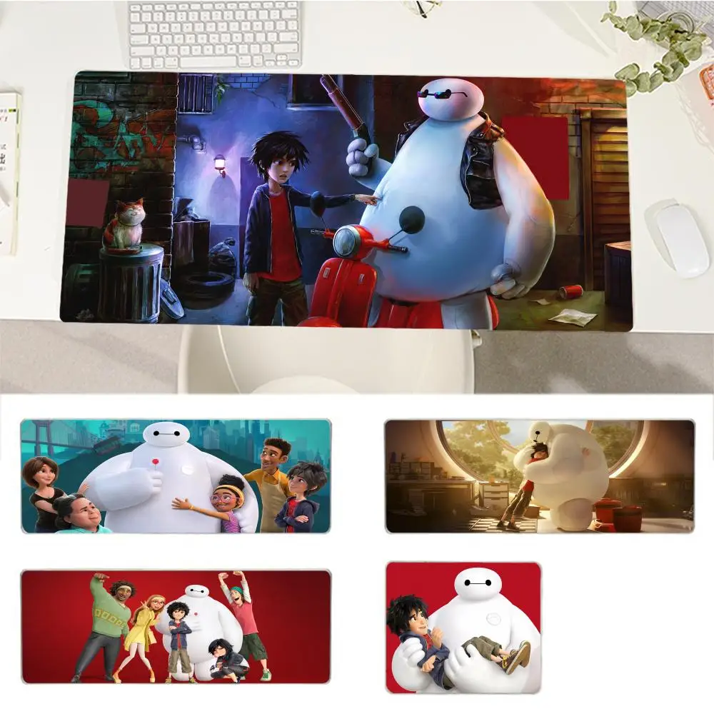 Disney Big Hero 6 Baymax Black Mousepad Beautiful large gaming mousepad L XL XXL gamer mouse pad Size for Game Keyboard Pad for