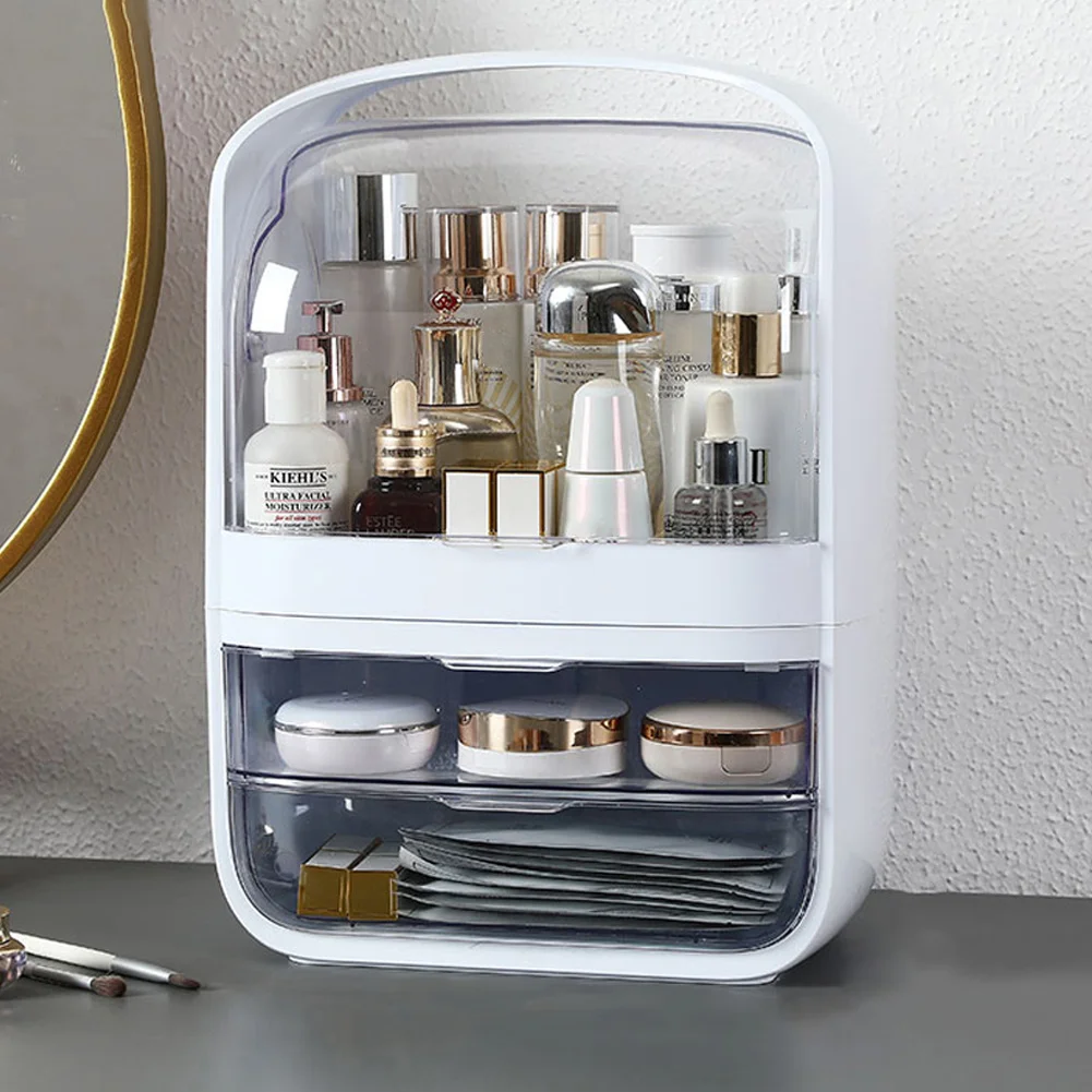 White 30cm Modern Makeup Storage and Display Box with Lid