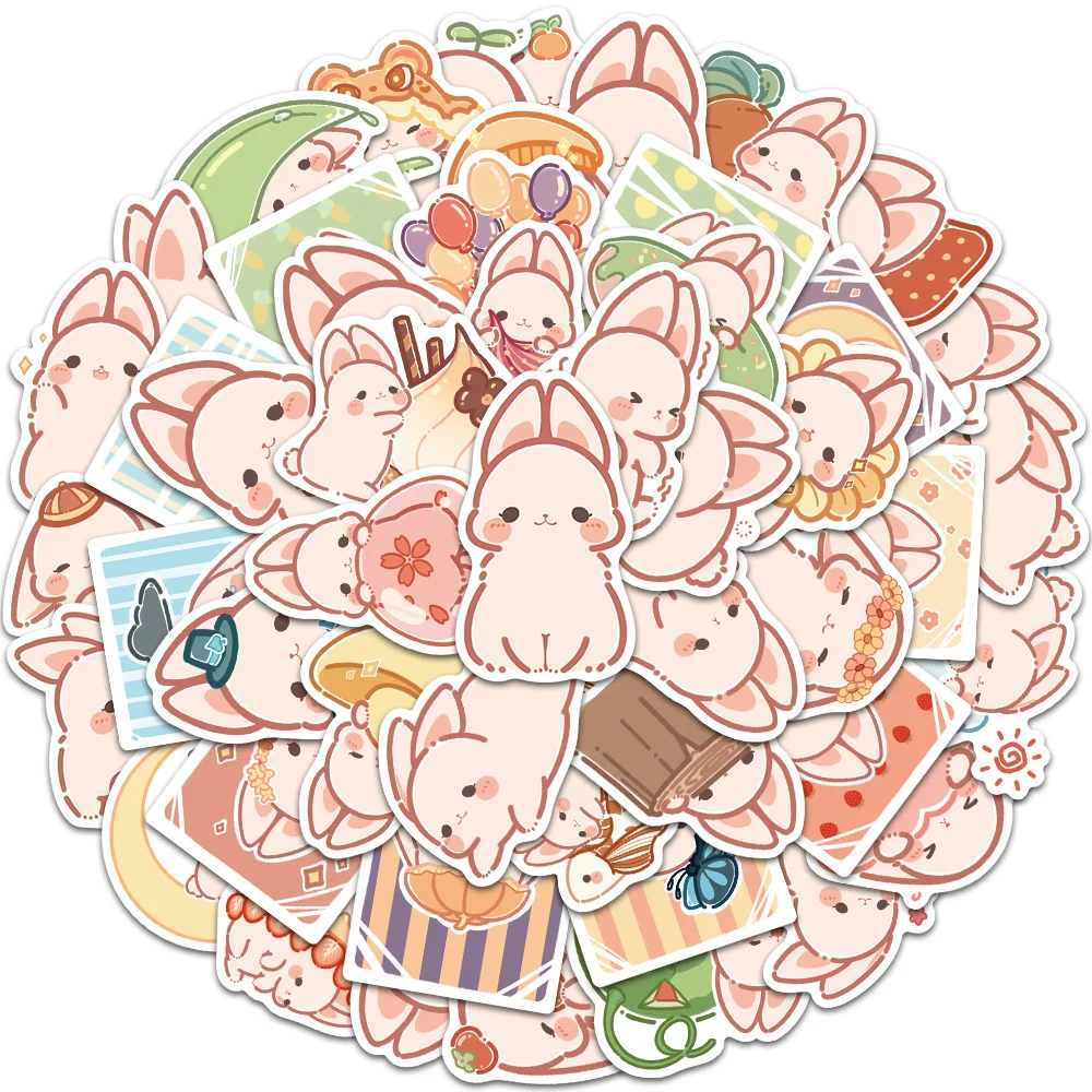 50PCS Kawaii Rabbit Bunny Cute Girl Stickers for DIY Motorcycle Stationery Bicycle Laptop Planner Scrapbook Kids Toy Sticker