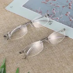 Square Rimless Myopia Glasses Women Men Ultralight Transparent Resin Nearsighted Eyeglasses 2024 New Trendy Prescription Eyewear